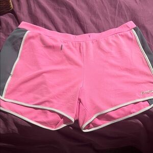 Reebok Pink Women’s Athletic Shorts with Gray Panels